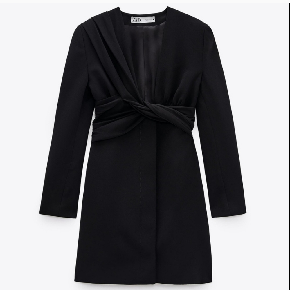 NWT Zara Draped Jacket dress Black